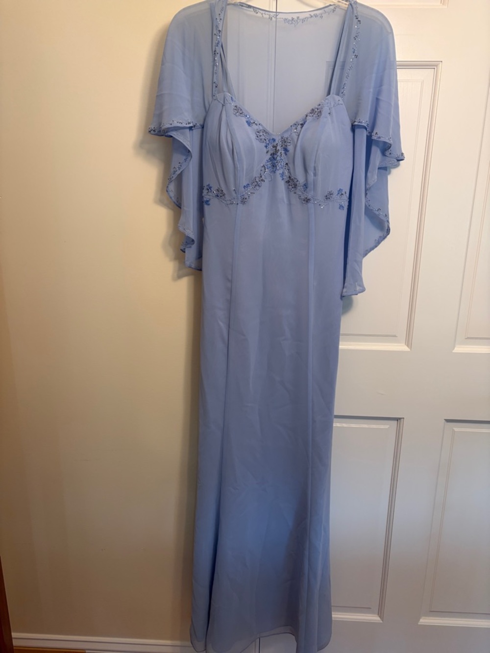 Light Blue Beaded Evening Gown